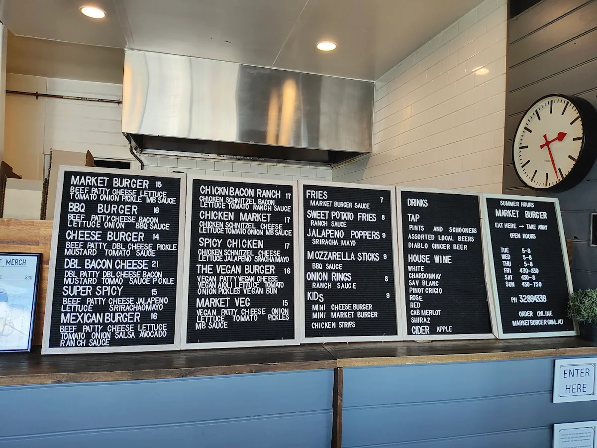 Menu, Market Burger