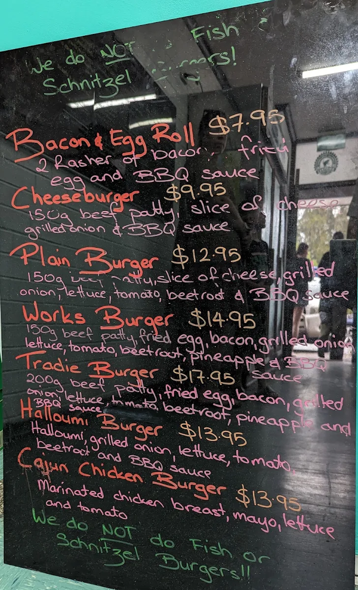 Menu, Bawley Takeaway