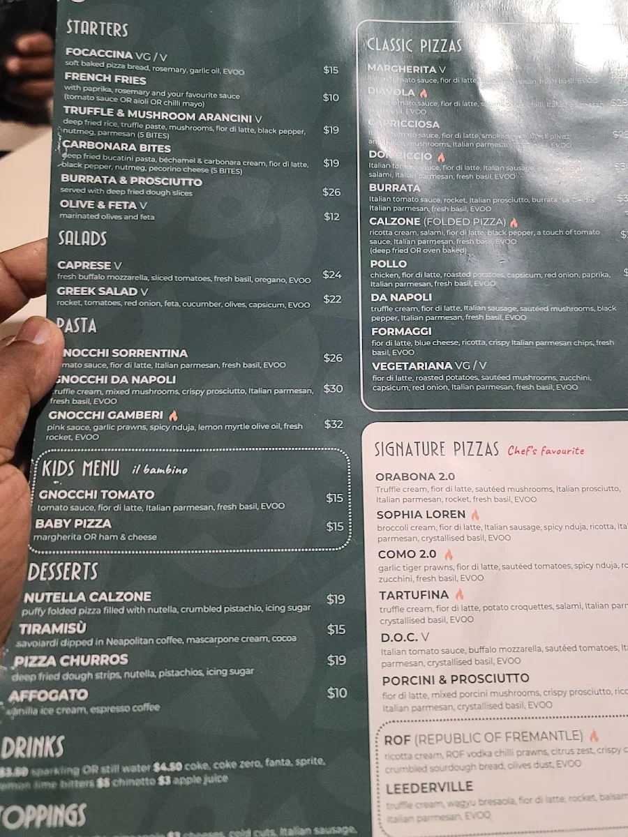 Menu, Pizzeria Da Napoli Como