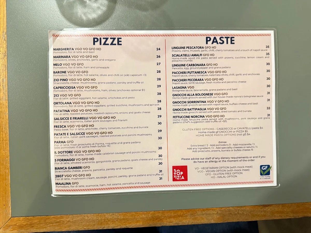 Menu, SHOP225 - Best Pizza in Australia