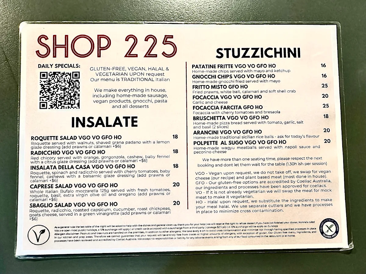 Menu, SHOP225 - Best Pizza in Australia