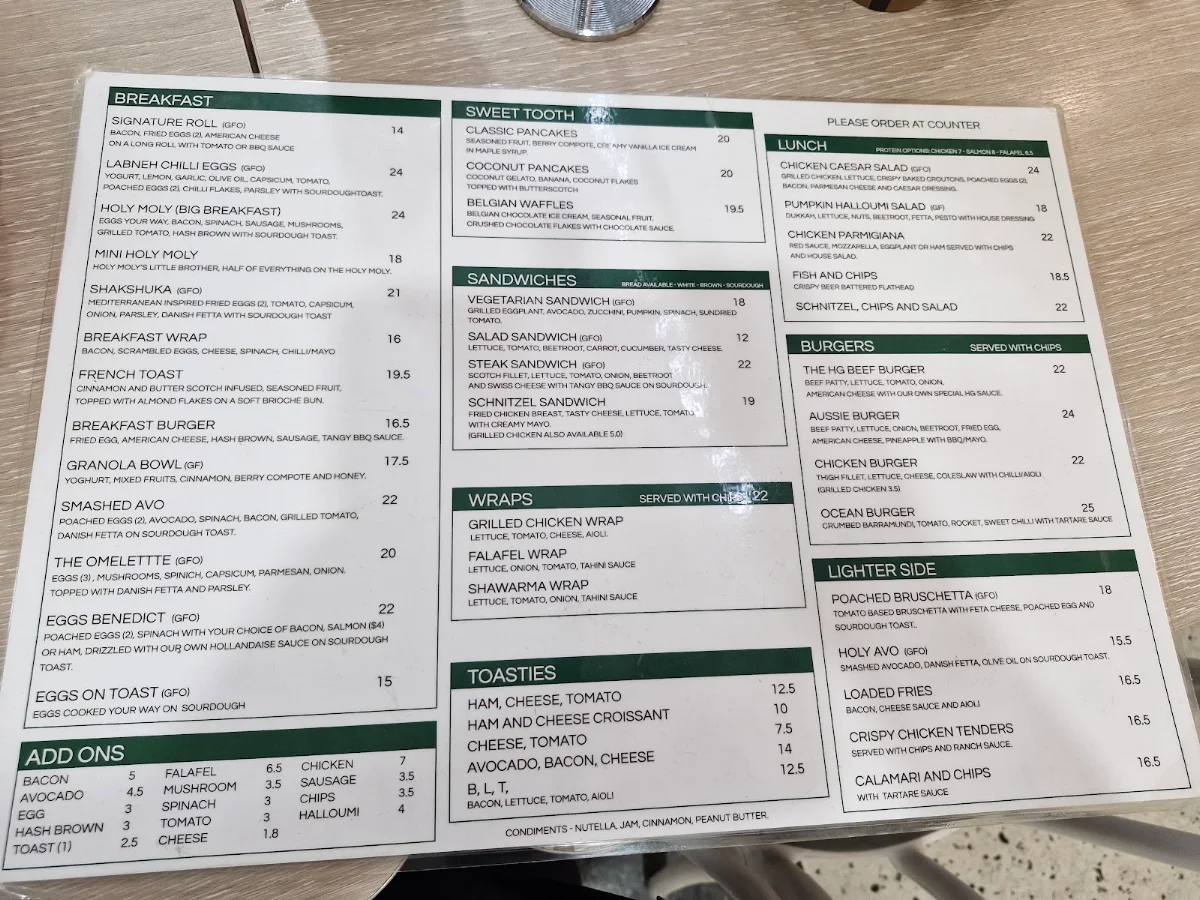 Menu, Holy Ground