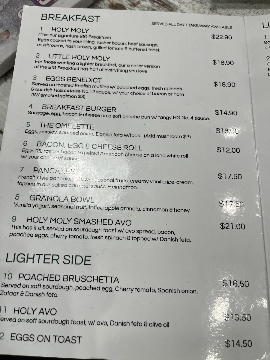 Menu, Holy Ground