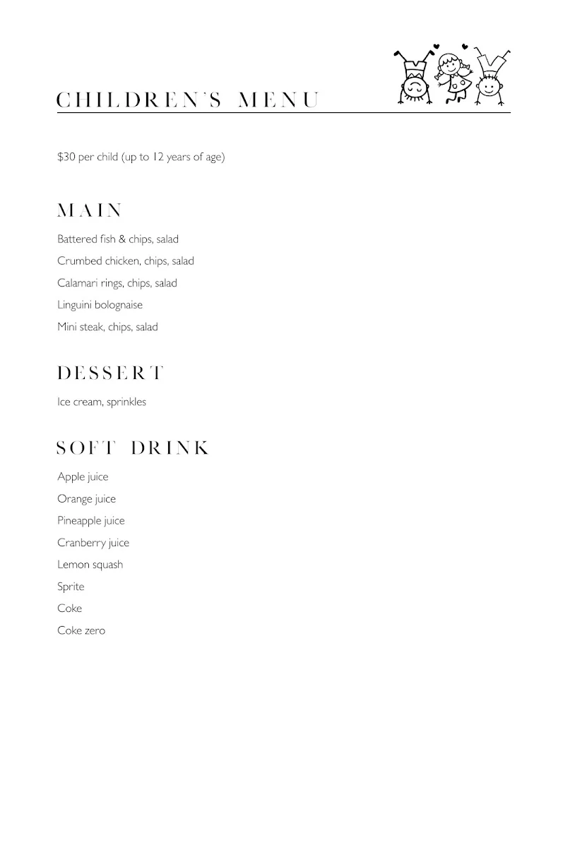Menu, The Strand Restaurant in Williamstown