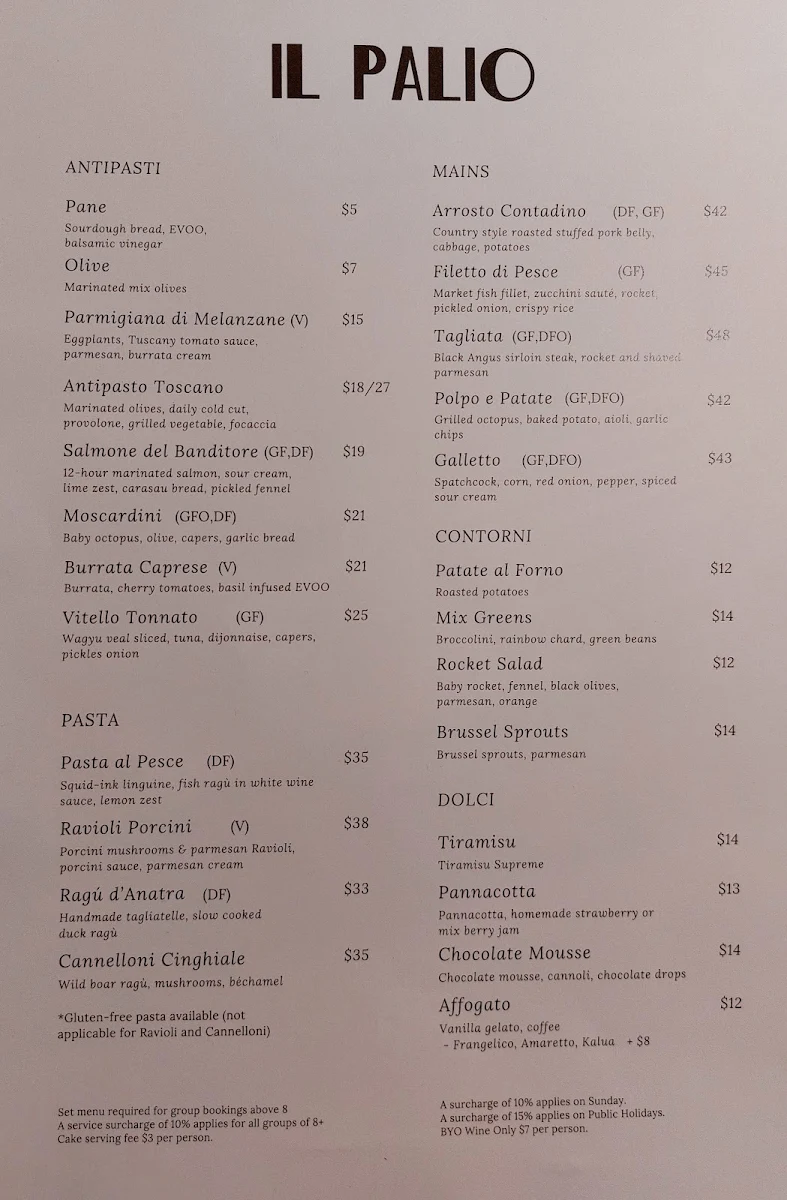 Menu, Il Palio