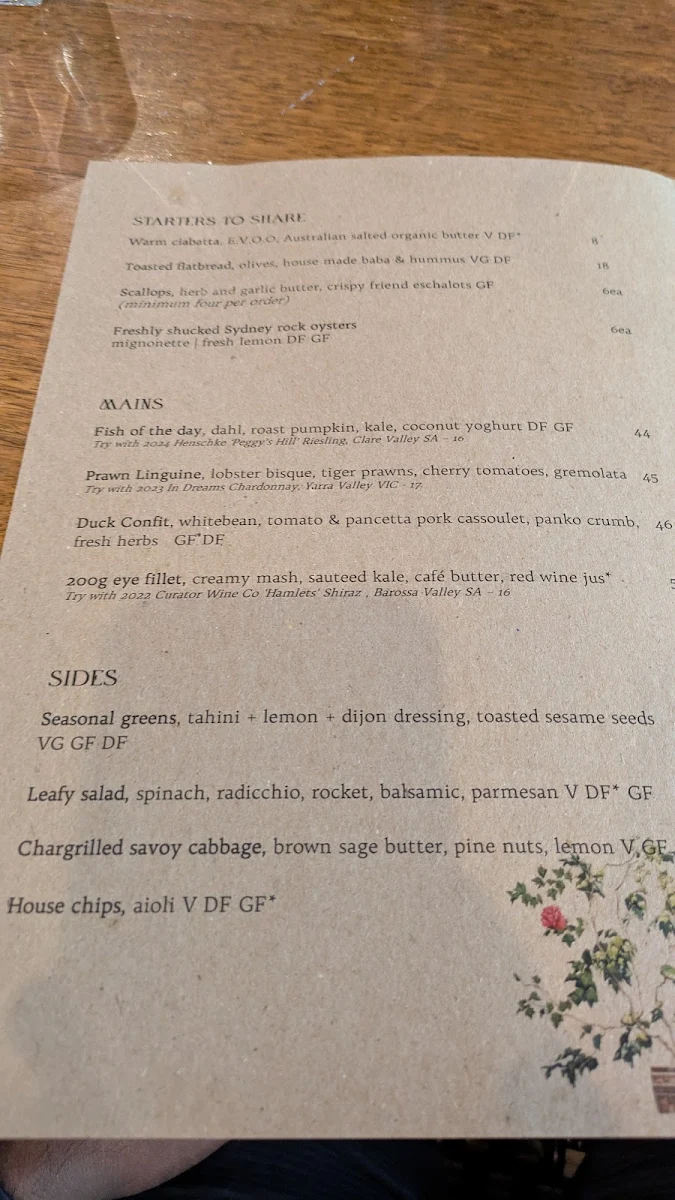 Menu, The Treehouse Hotel