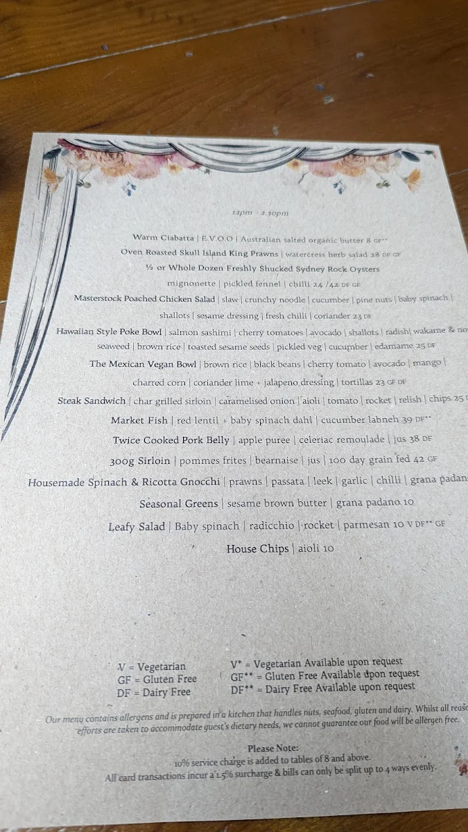 Menu, The Treehouse Hotel