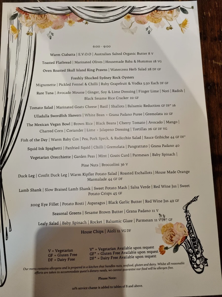 Menu, The Treehouse Hotel