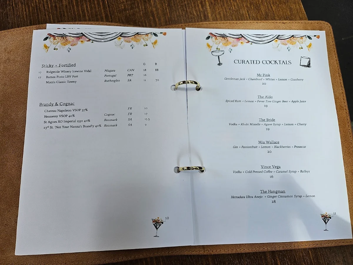Menu, The Treehouse Hotel