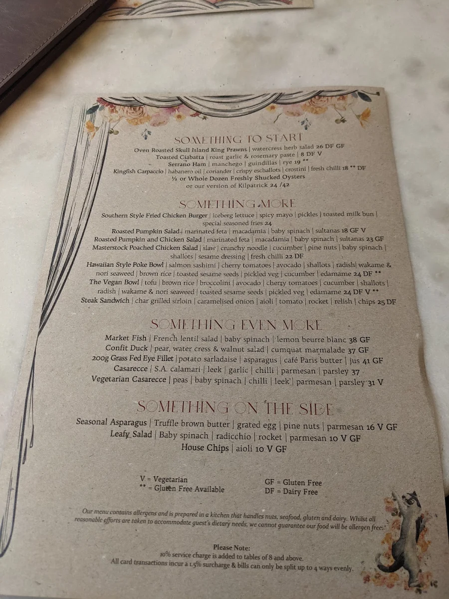 Menu, The Treehouse Hotel