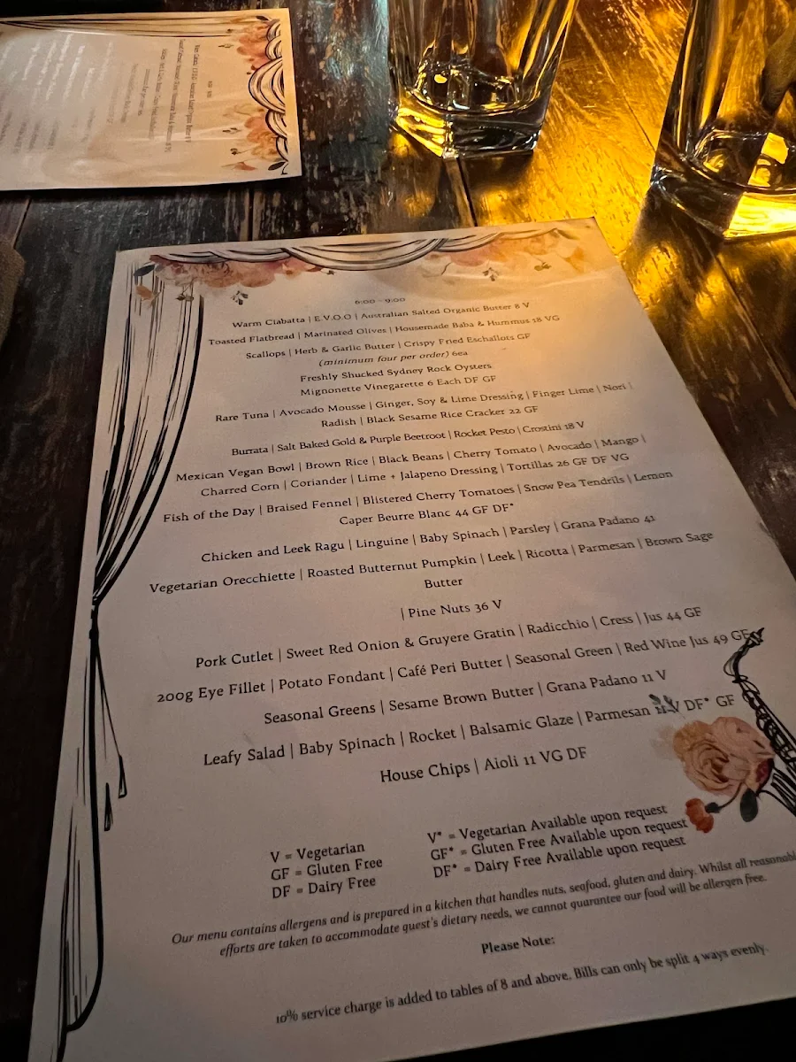 Menu, The Treehouse Hotel