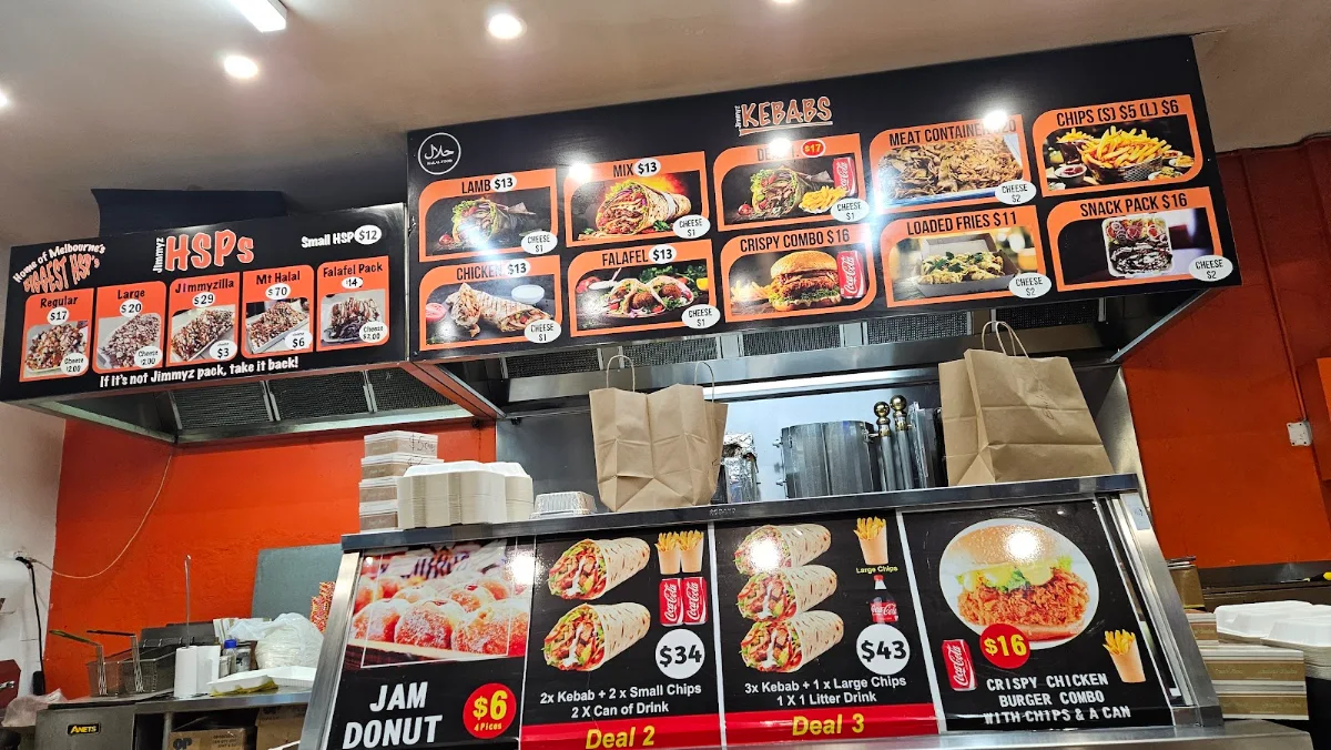 Menu, Jimmyz Kebabs