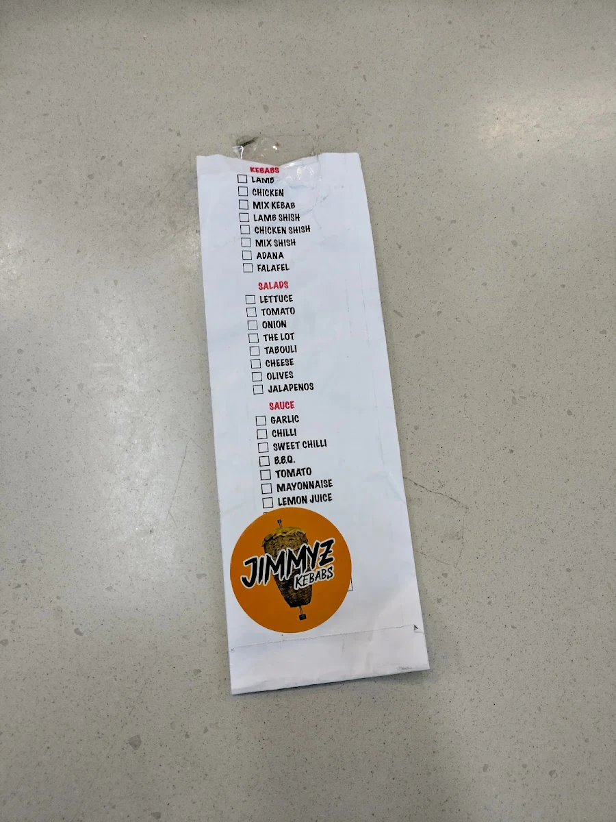 Menu, Jimmyz Kebabs