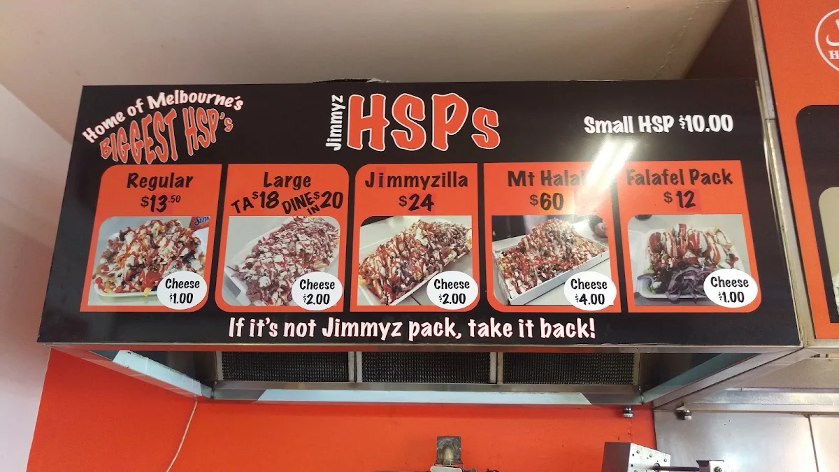 Menu, Jimmyz Kebabs