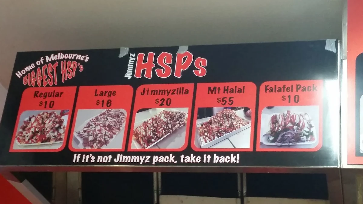 Menu, Jimmyz Kebabs