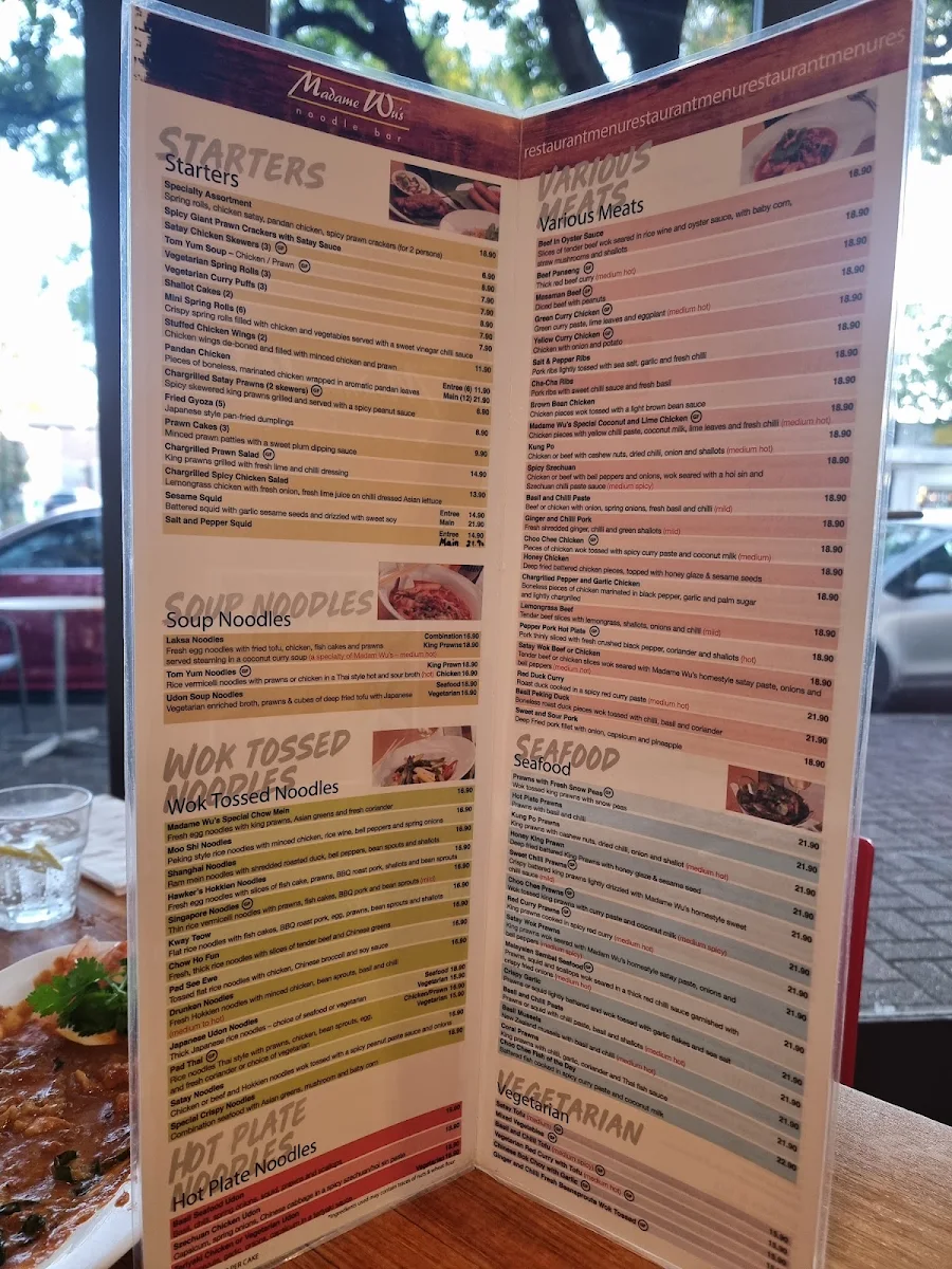 Menu, Madame Wu's Noodle Bar