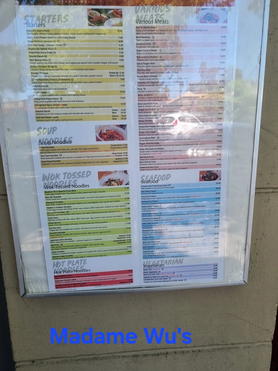 Menu, Madame Wu's Noodle Bar