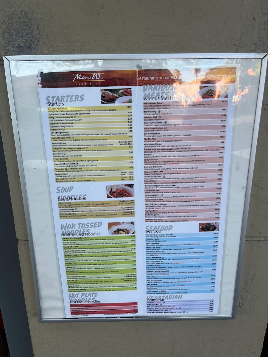 Menu, Madame Wu's Noodle Bar