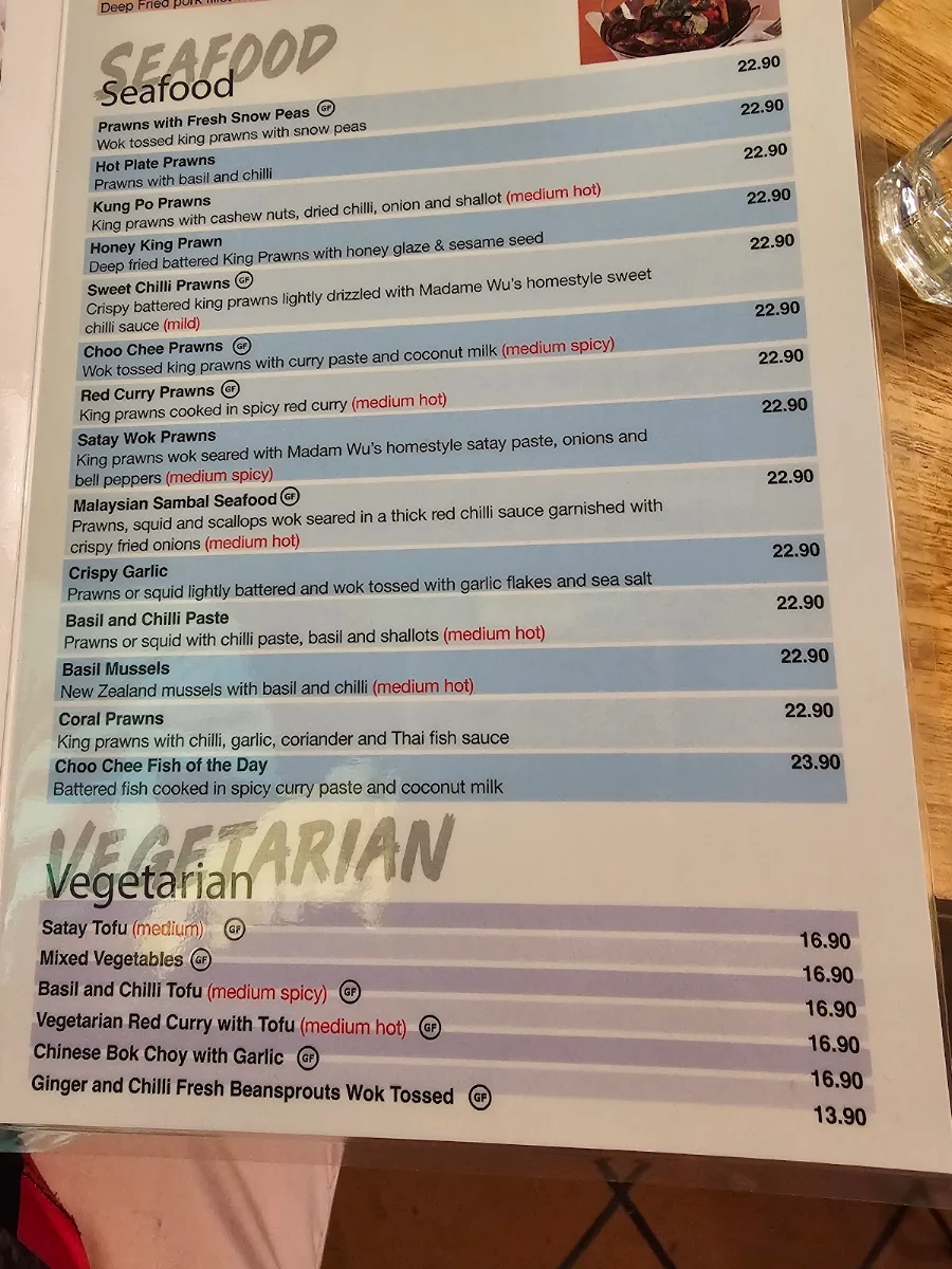 Menu, Madame Wu's Noodle Bar