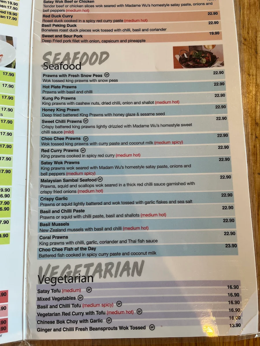 Menu, Madame Wu's Noodle Bar