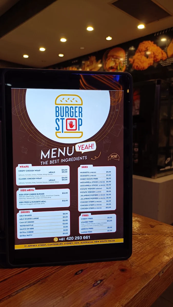 Menu, Burger Stop
