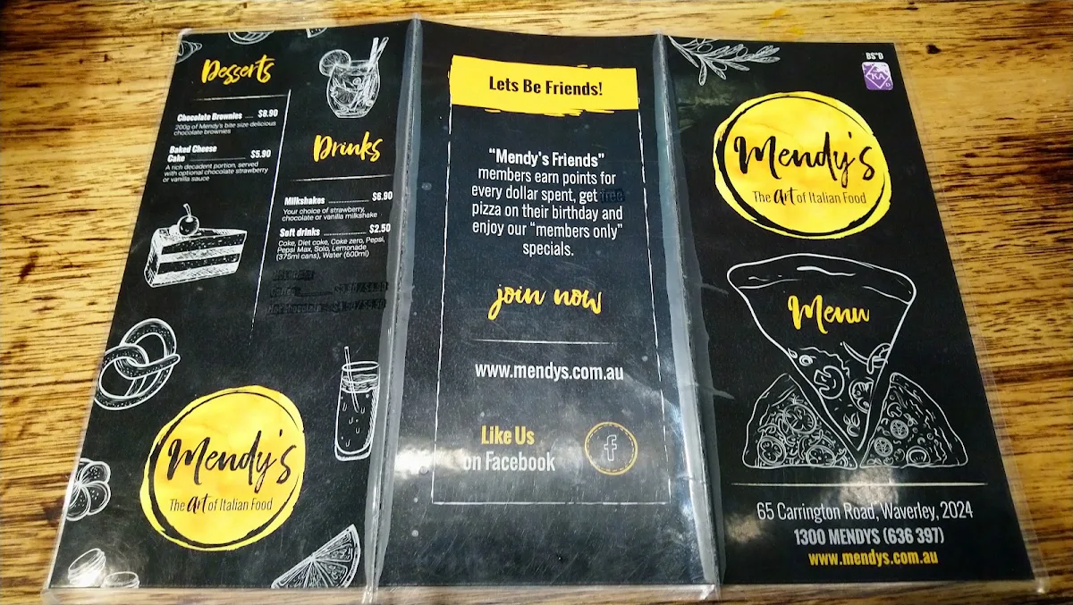 Menu, Mendy's