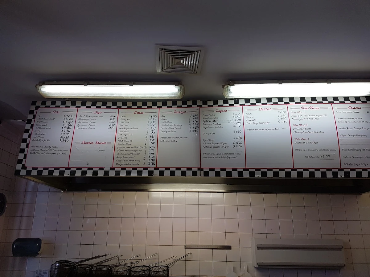 Menu, Canning Vale Fish & Chips