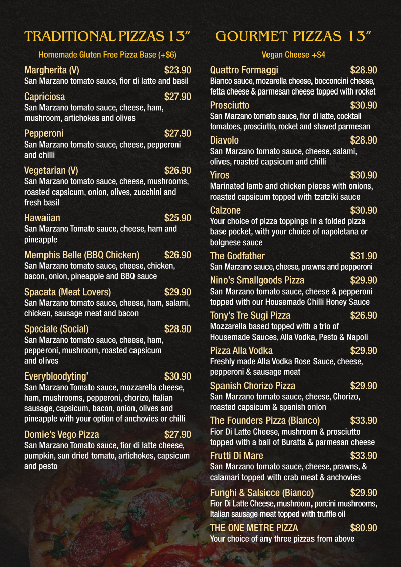 Menu, The Founders Restaurant
