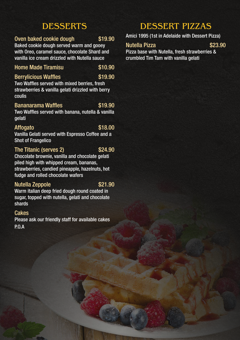 Menu, The Founders Restaurant