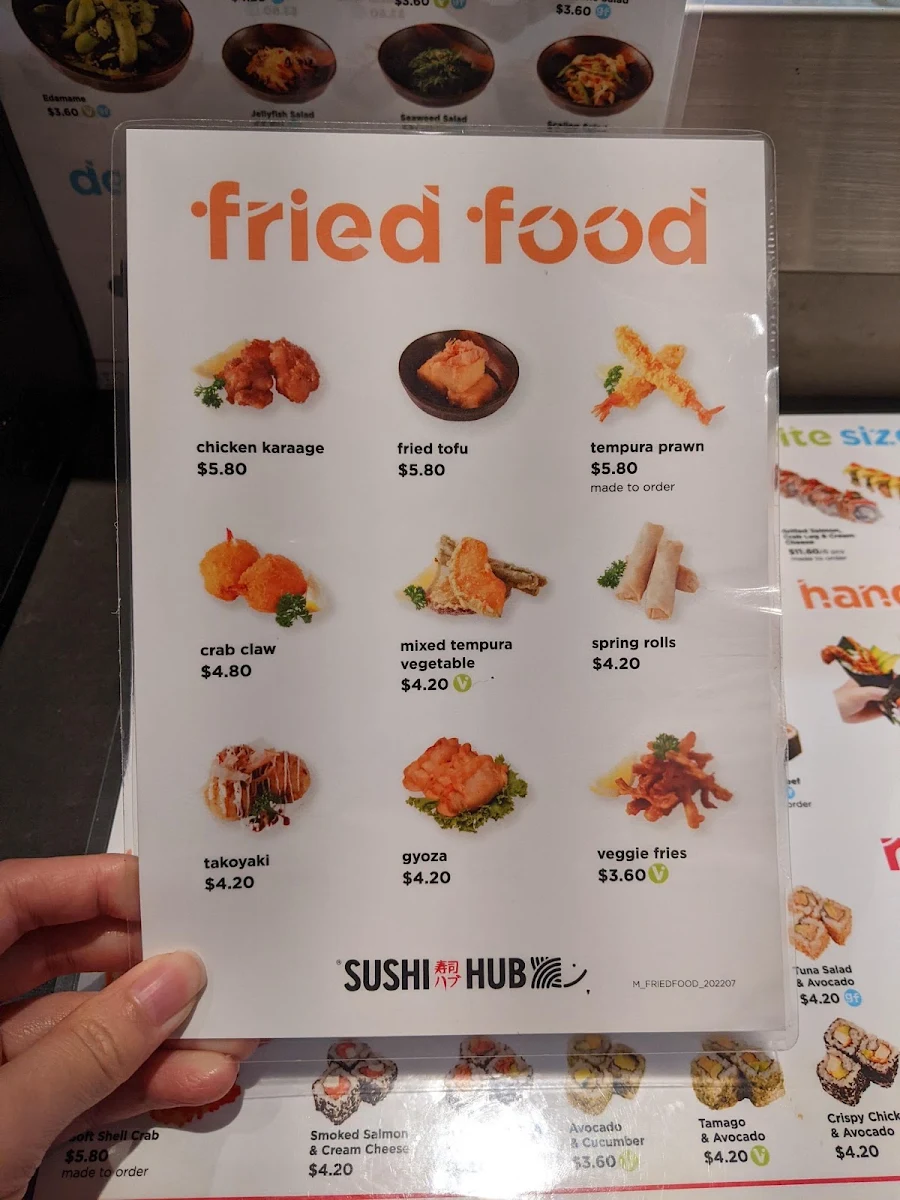 Menu, Sushi Hub St Georges Terrace