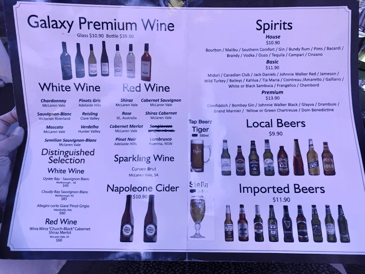 Menu, Galaxy Seafood and Mediterranean Restaurant