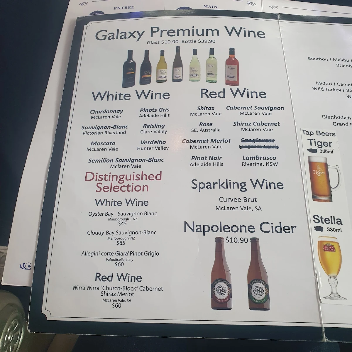 Menu, Galaxy Seafood and Mediterranean Restaurant