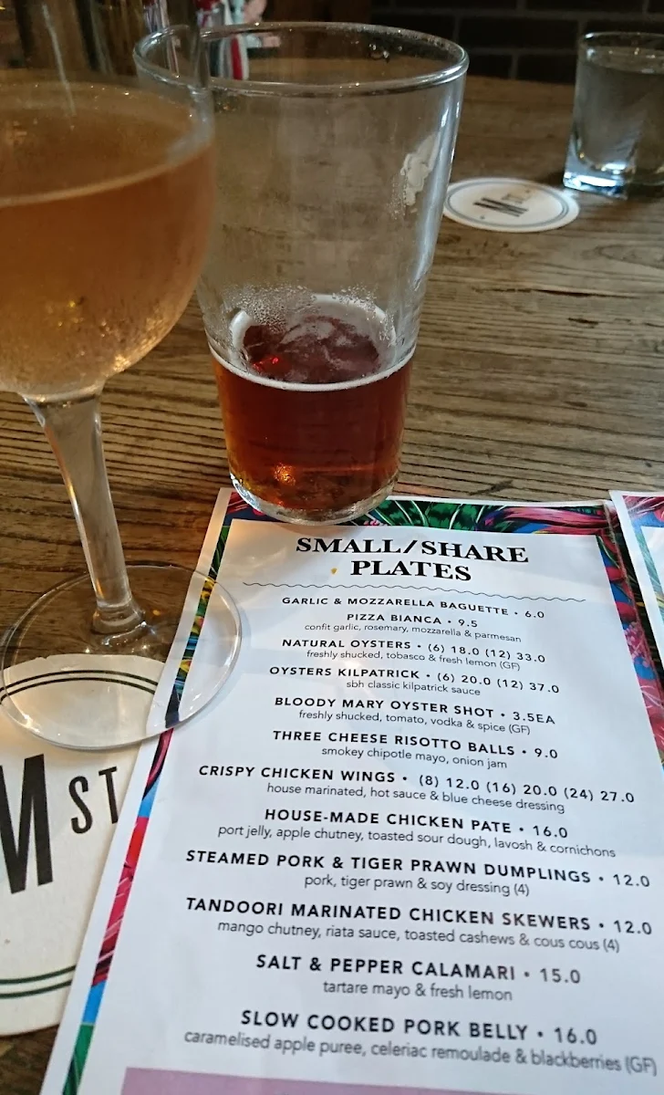 Menu, The Outback Bar