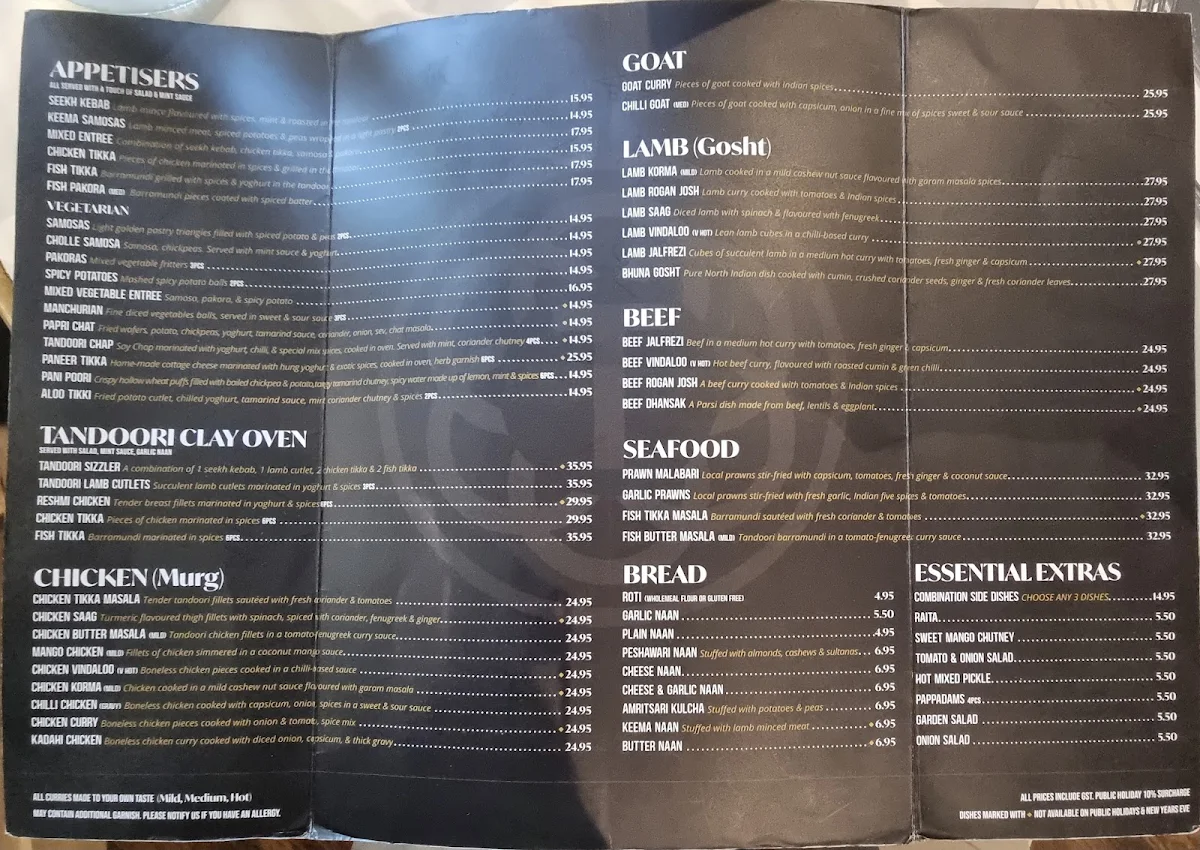 Menu, Taste of north India