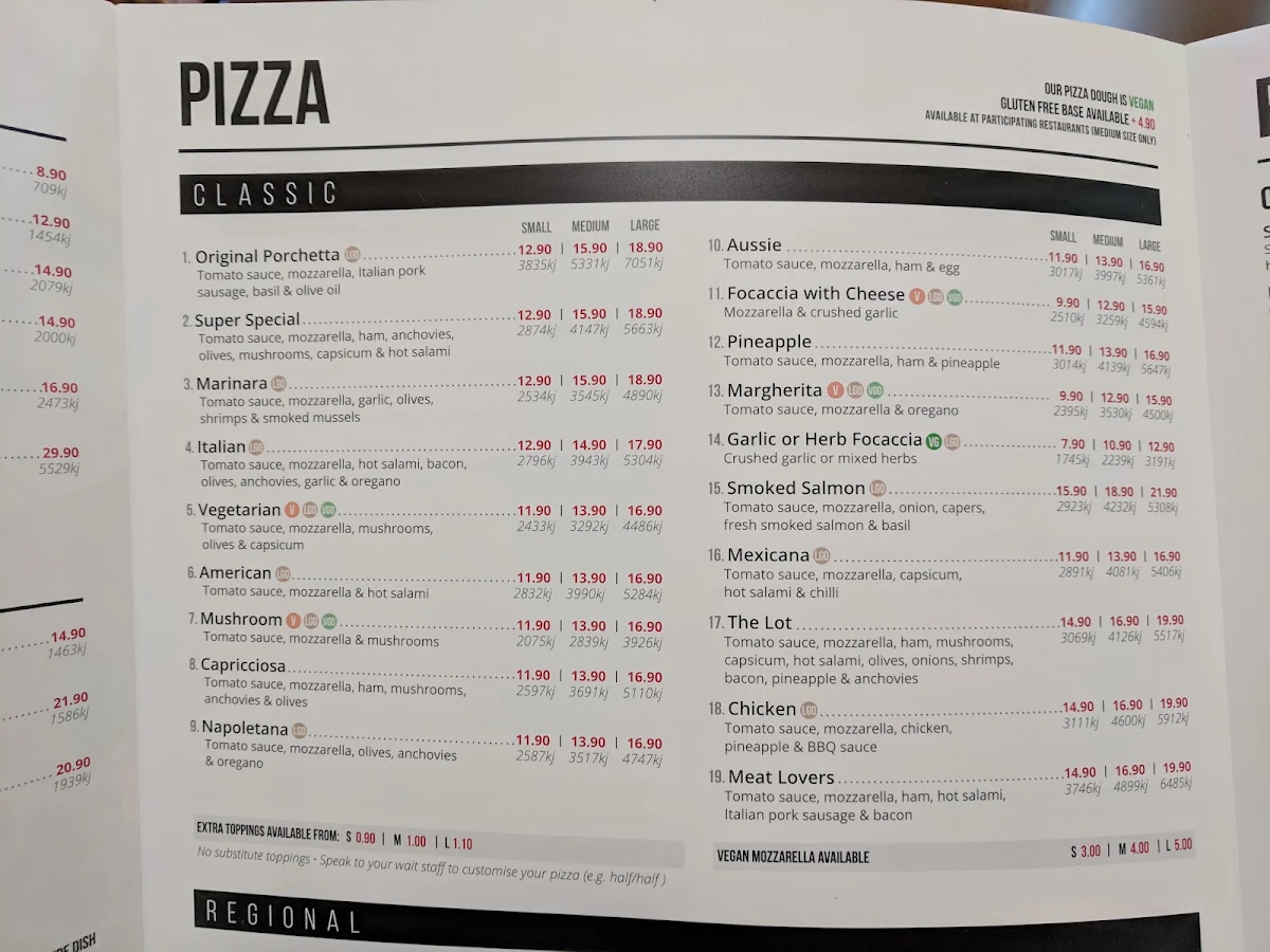 Menu, La Porchetta | Best Italian Restaurant in Ivanhoe