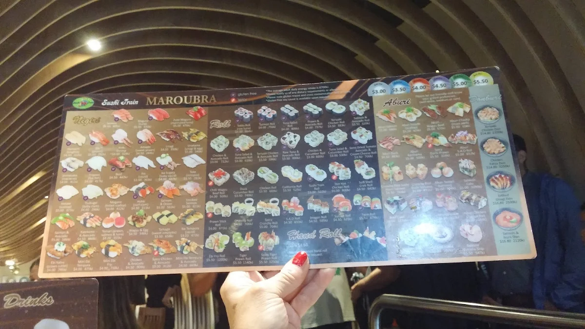 Menu, Sushi Train Maroubra