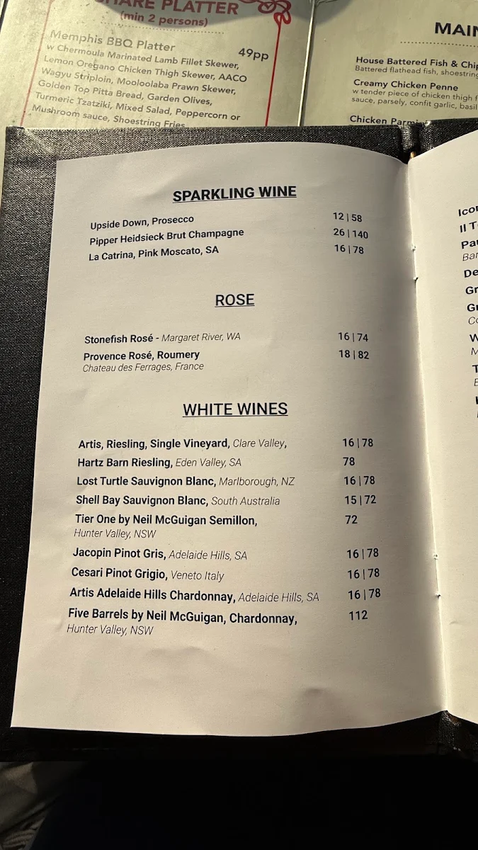 Menu, The Bistro 19