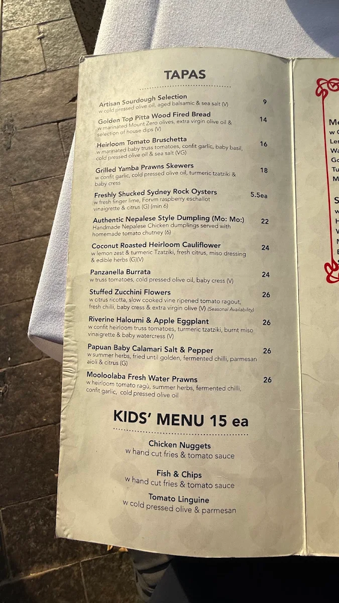 Menu, The Bistro 19