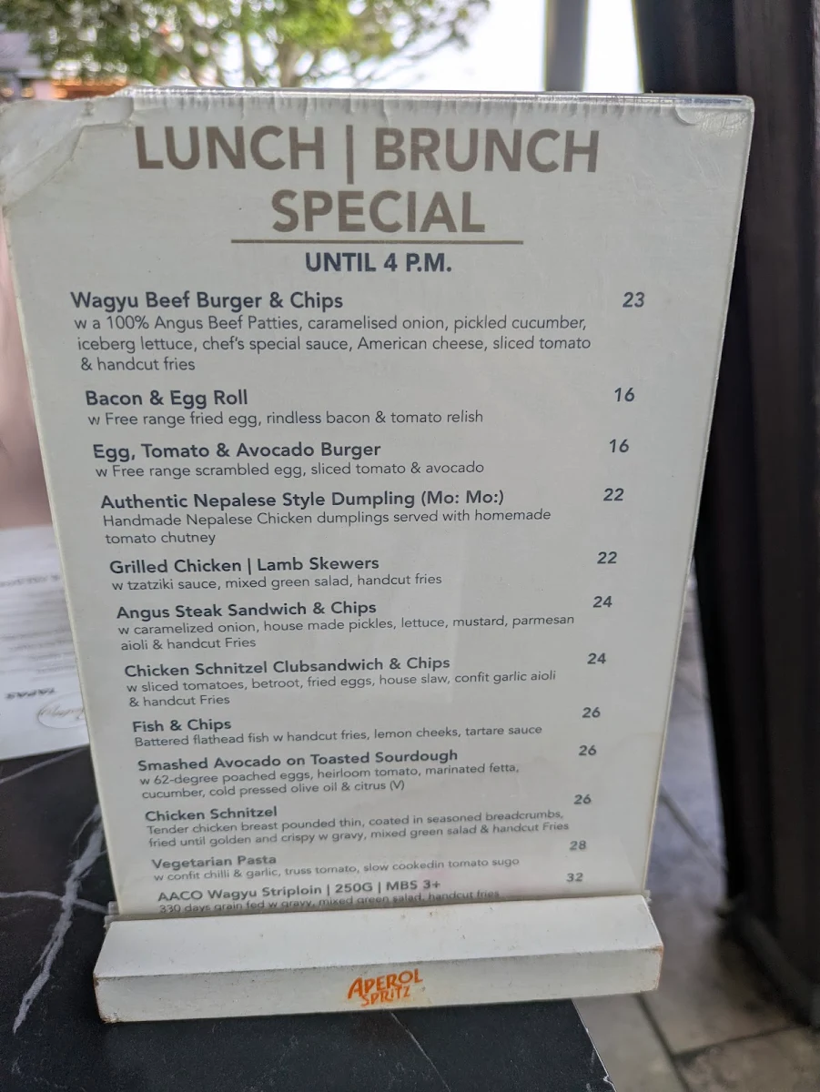 Menu, The Bistro 19