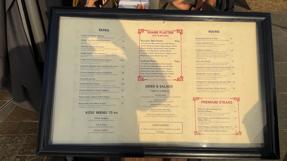 Menu, The Bistro 19