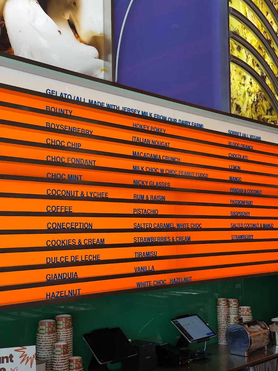 Menu, Gelato Messina Glenelg
