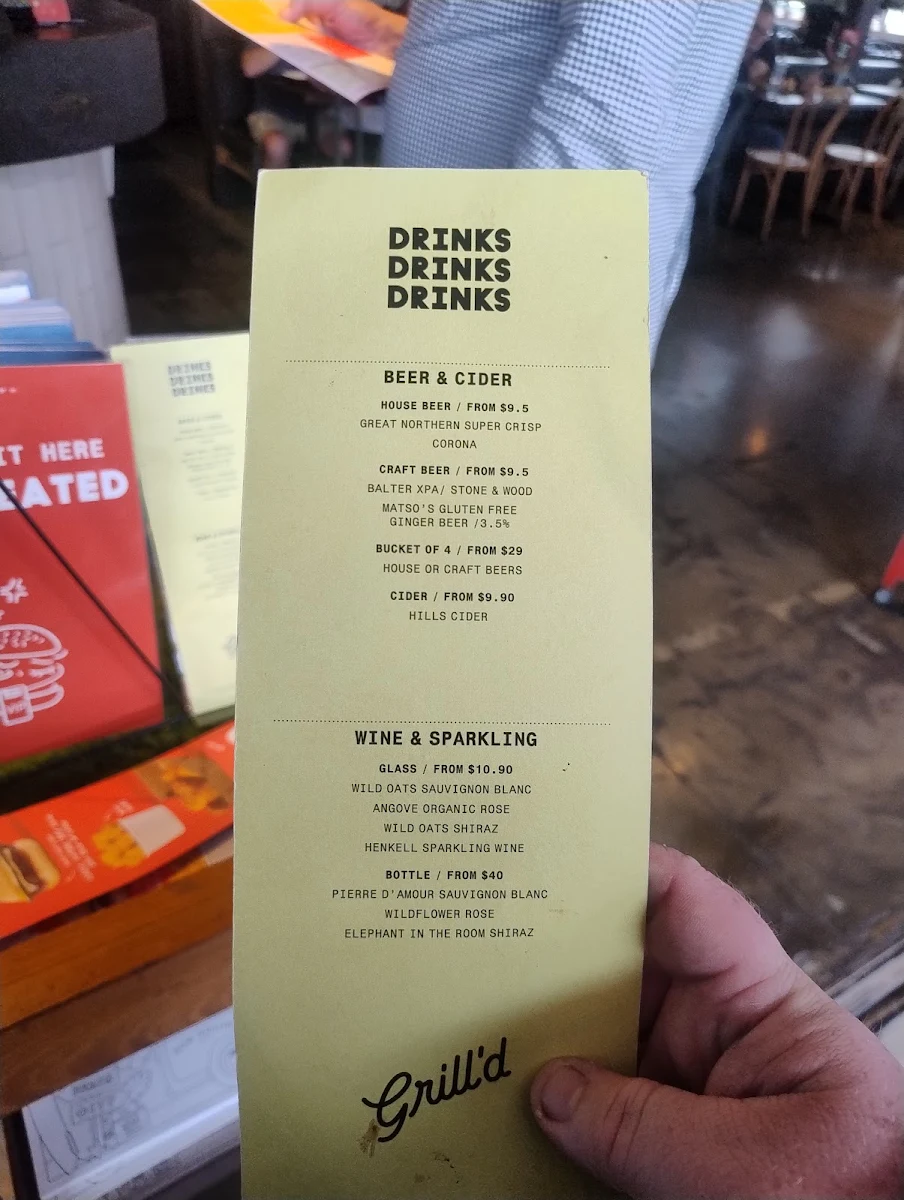 Menu, Grill'd Burgers - Harbour Town