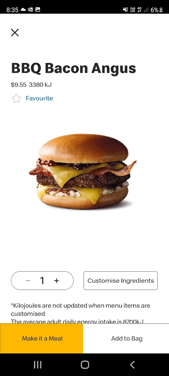 Menu, McDonald's Karalee
