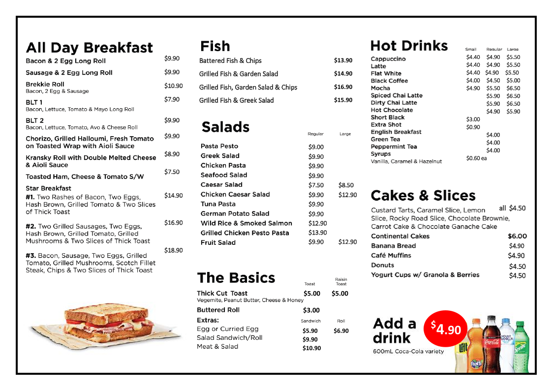 Menu, Star Burger