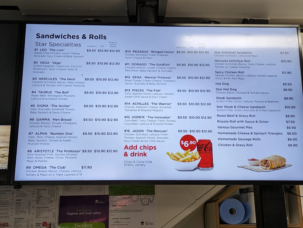 Menu, Star Burger