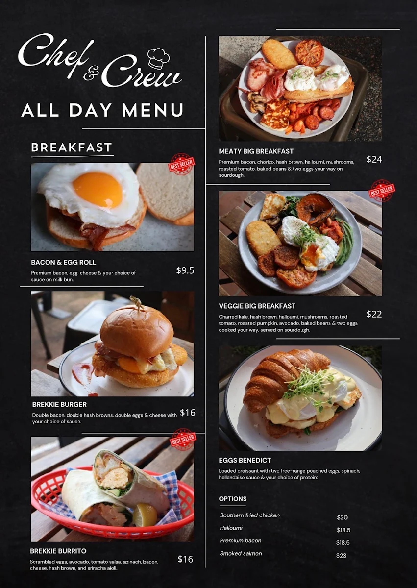 Menu, Chef and Crew