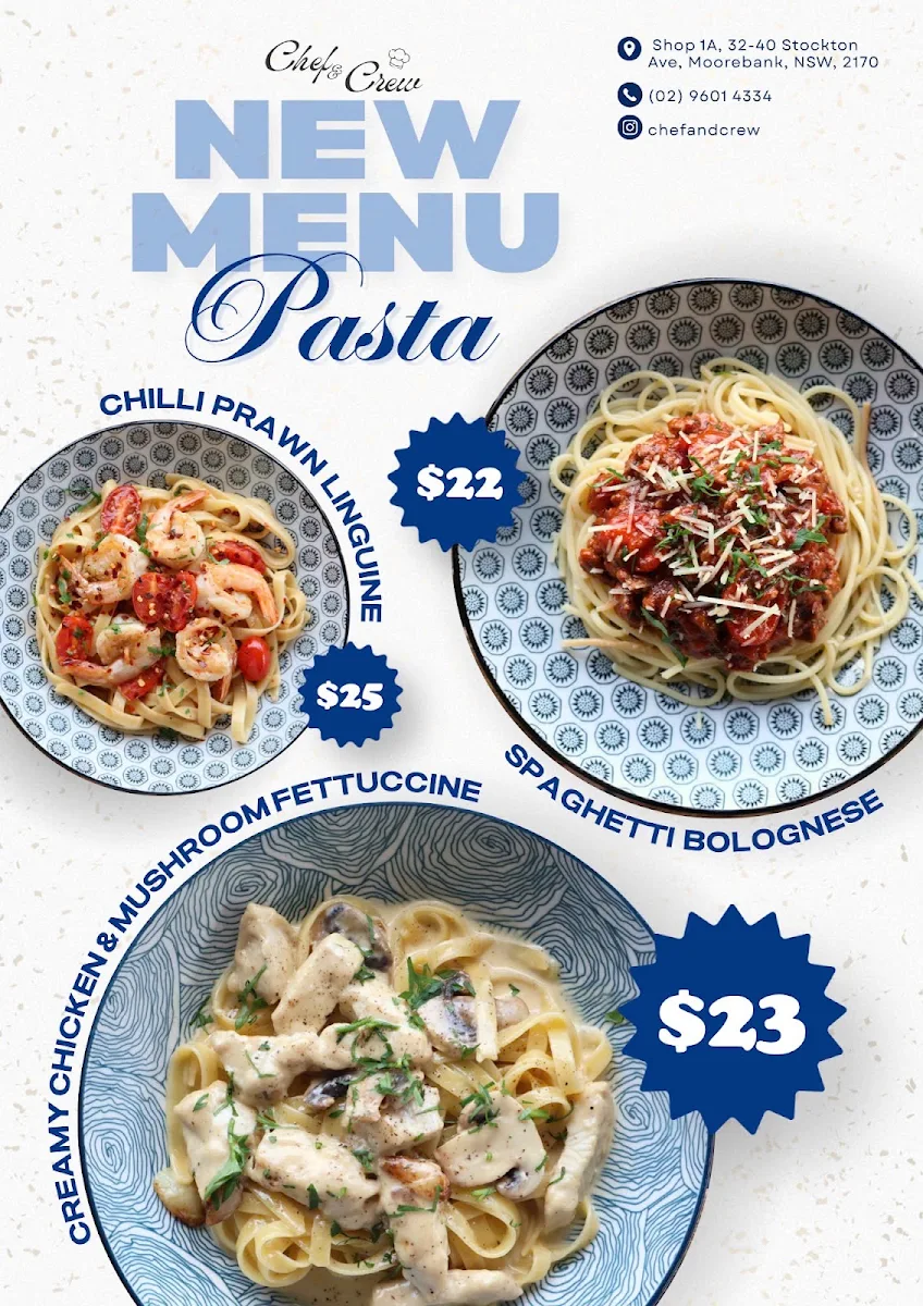 Menu, Chef and Crew