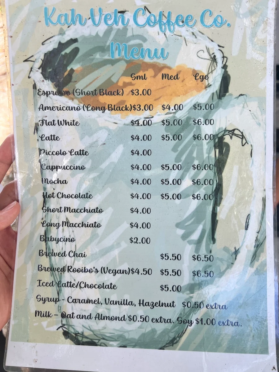 Menu, Kah Veh Coffee Co.