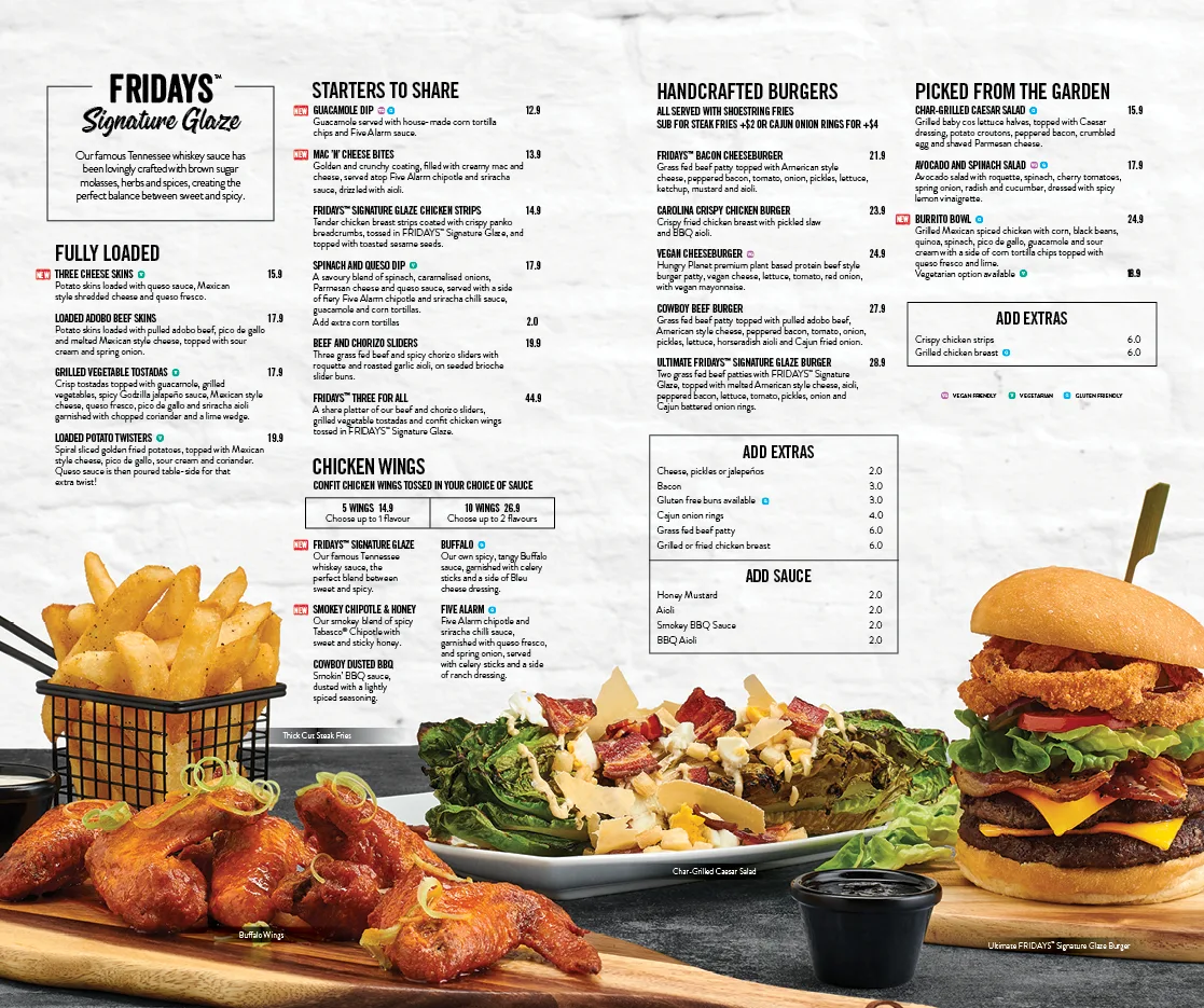 Menu, TGI Fridays Green Hills