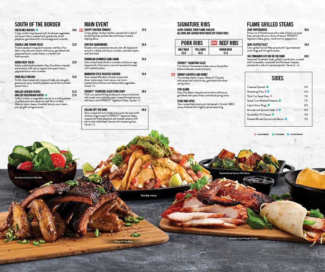 Menu, TGI Fridays Green Hills